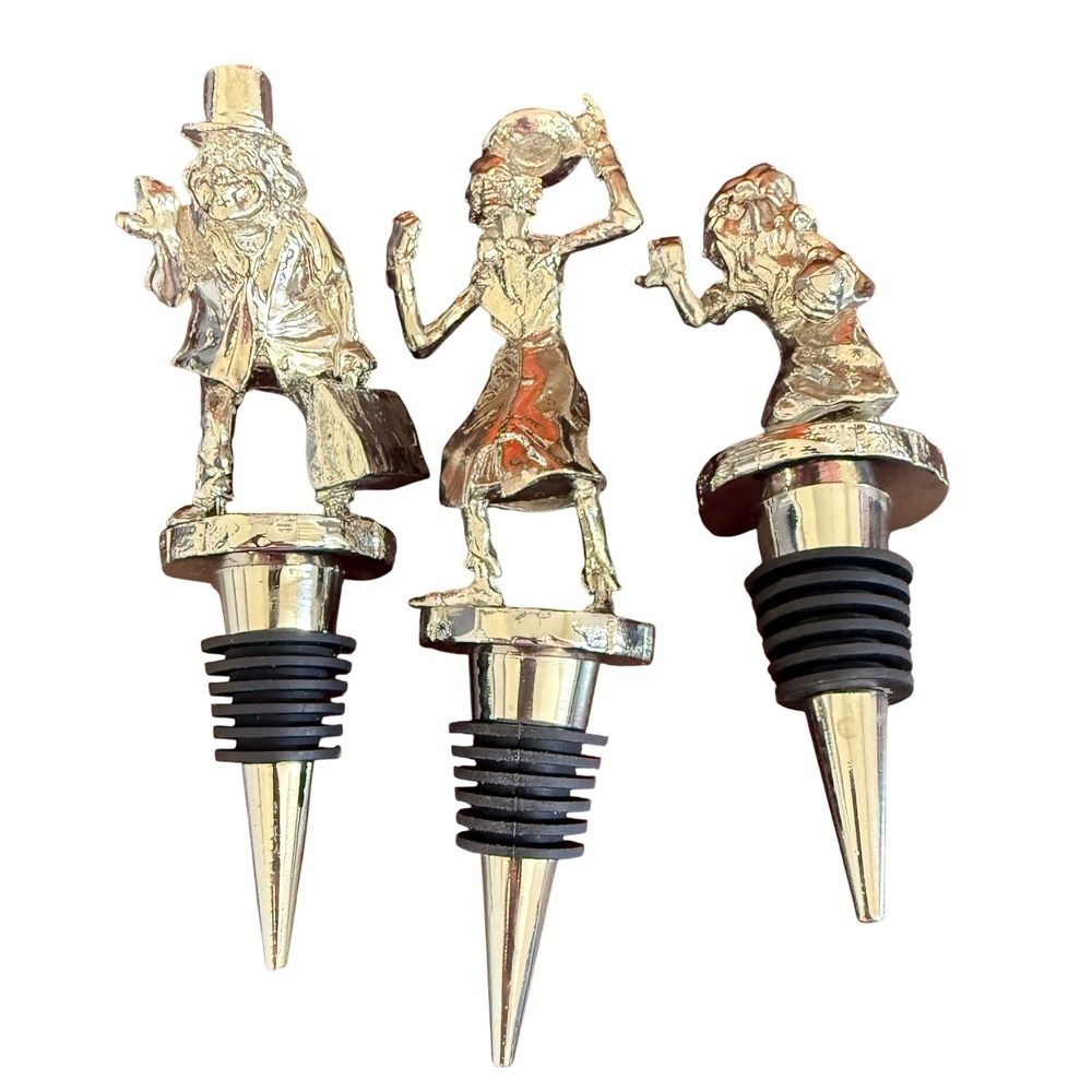 Disney Haunted‎ Mansion Hitchhiking Ghost Wine Bottle Stoppers Set of 3 Metal
